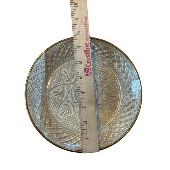 VTG Pressed Salad Plates (4) Gold Rim Diamond Starburst Pattern Mid Century MCM - Picture 4 of 4